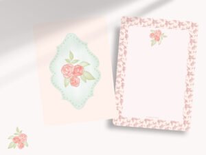 Rococo roses notecards for all occasions, ideal to write a short greeting. The notecards are printed on the front and back with beautiful designs and details.