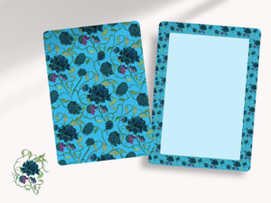 paper stationery set of indigo peony flower pattern notecards by whispers in print