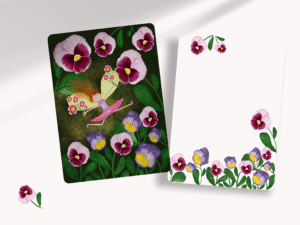 Pansies garden fairy notecards, pack of 10 with envelopes