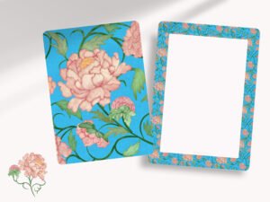 Chinoiserie peony bloom notecards for all occasions, ideal to write a short greeting. The notecards are printed on the front and back with beautiful designs and details.