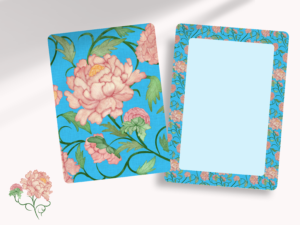 Paper stationery set of chinoiserie peony bloom notecards by Whispers in Print
