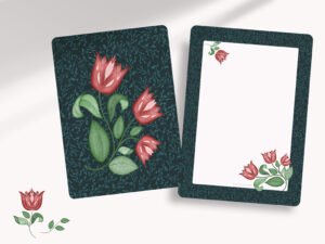 Red tulips notecards for all occasions, ideal to write a short greeting. The notecards are printed on the front and back with beautiful designs and details.